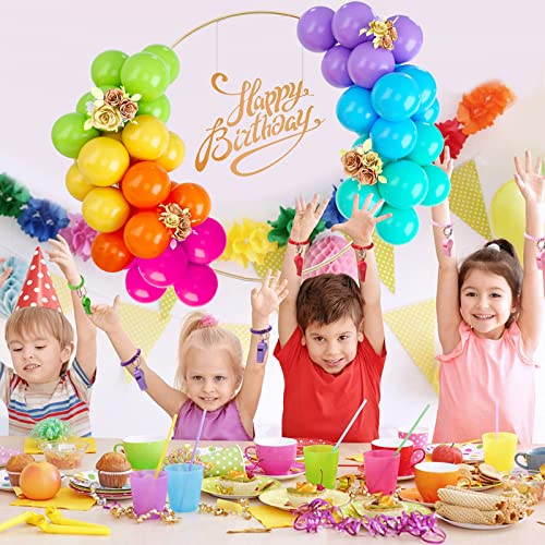 Rainbow Balloons, 50PCS Multicolor Rainbow Balloons Arch in Blue Green Purple Yellow Orange Hot Pink Latex Balloons For Bi...