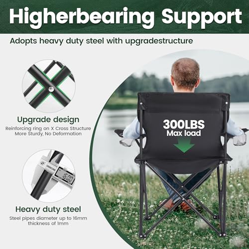 2 Pack Camping Chairs -Lightweight and Supportive Chairs for Adult and Lightweight Individuals - Compact, Durable, and Por...
