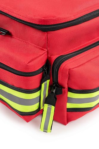 Scherber First Responder Fully-Stocked Professional Essentials EMT/EMS Trauma Kit | HSA/FSA Approved | Reflective Bag w/8 ...