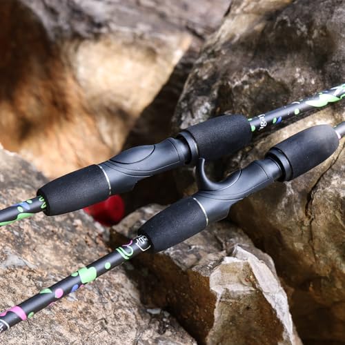 Sougayilang Fishing Rod, 2-Piece Graphite Composite Blank/Fiber Glass Spinning & Casting Rod with EVA Grip, Smooth Transit...