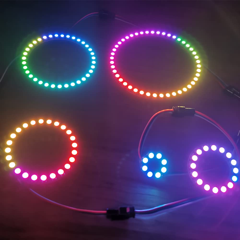 Sparkleiot 45 Bits Ws2812 Rgb Led Ring With Sm2.54-3P Wire, Dc5V Ws2812B 5050 Full Color Led With Build-In Driver Light Individu