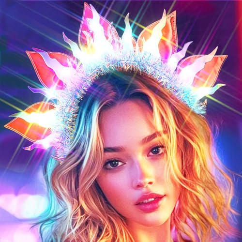 GENBREE Light Up Mermaid Costume Headband Glowing Headpiece Ocean Hair Accessories for Women