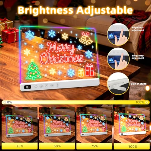Lumiboard Led Drawing Board with 13 Light Effects, 16" Rechargeable Glow Doodle LED Note Board with Colors, Neon Light Up ...