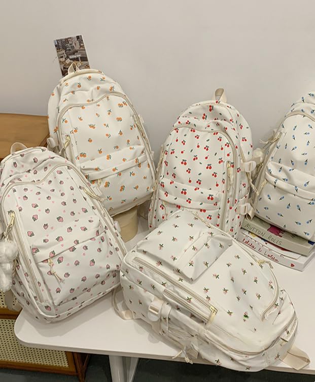 MININAI Cute Floral Printed Backpack for Women Preppy Kawaii Aesthetic Laptop Bookbag Coquette Work Travel College Daypack...