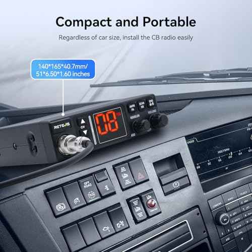 Retevis MB3A 40-Channel AM/FM CB Radio Kit - Long Range Trucker Radio with Antenna, 12V/24V Cigarette Lighter, Noise Limiter, PA, Emergency Channels 9/19, Cooling System