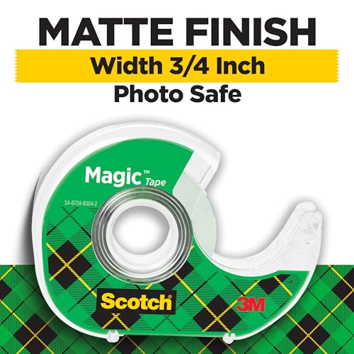 Scotch Magic Tape, Invisible, Repair Christmas Cards and Use as Holiday Gift Wrap Supplies for Christmas, 6 Tape Rolls wit...