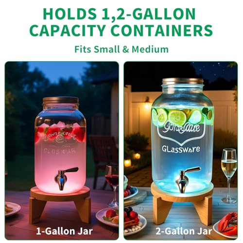 LED Drink Dispenser Stand, Beverage Dispenser Holder with16 Lighting Effects for Home, Parties, and Catering Events, Holde...