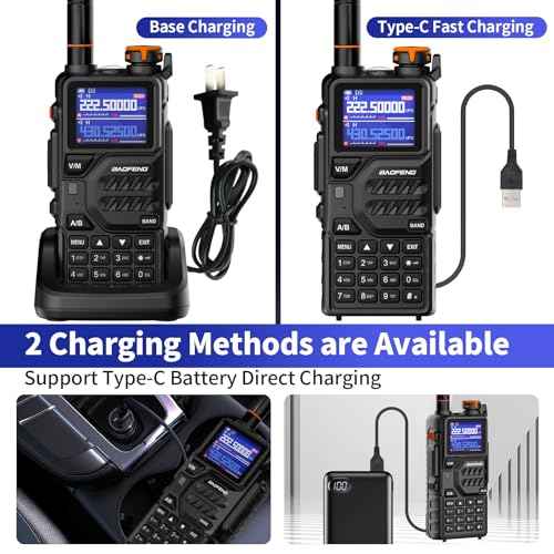 BAOFENG K5PLUS Radio, 10W Tri Band Ham Radio Handheld Long Range Rechargeable Walkie Talkie for Adult, NOAA Weather Receiver Outdoor (4 Pack with USB-C Charger, Headset)