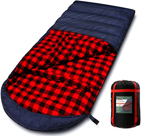 PALLYGO 0 Degree Sleeping Bag Cotton Flannel Sleeping Bags for Adults Cold Weather Camping Winter Zero Degree Warm Weather...