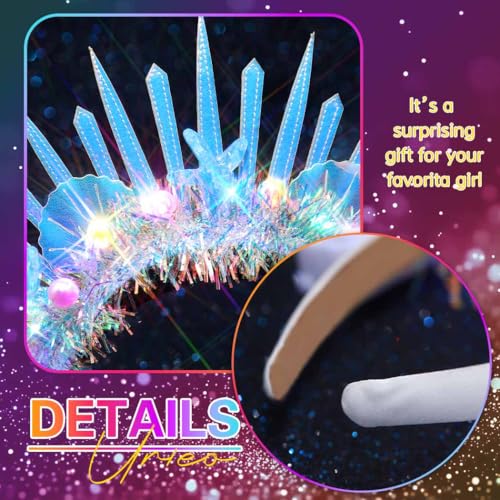 Urieo Shell Light Up Headband Glowing Starfish Hair Band LED Pearl Mermaid Costume Hair Accessories for Women