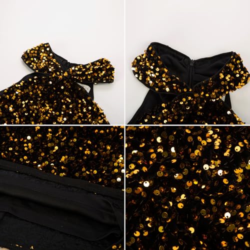 GRACE KARIN Sequin Dress for Women Sleeveless Sparkly Glitter Halter Dress Bodycon Mini Club Dresses 2025