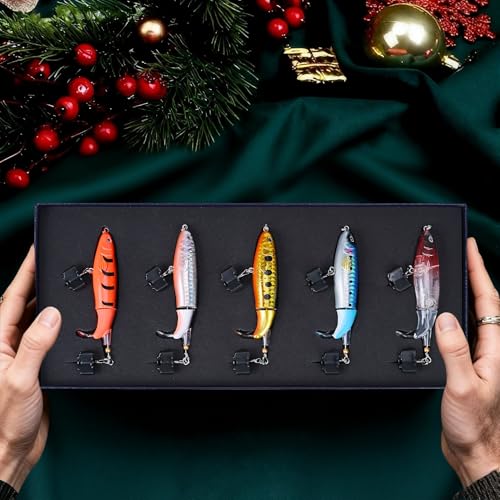 5PCS Glide Bait Set for Fisher Adult Men Teen Boys, Freshwater and Saltwater Fishing Lures Kit for 2025 Xmas Surprise Gift
