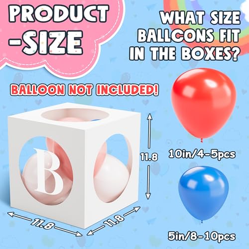Baby Boxes with Letters for Baby Shower , White Clear Balloon Boxes with 4 Letter for Boy or Girl Gender Reveal Decoration...