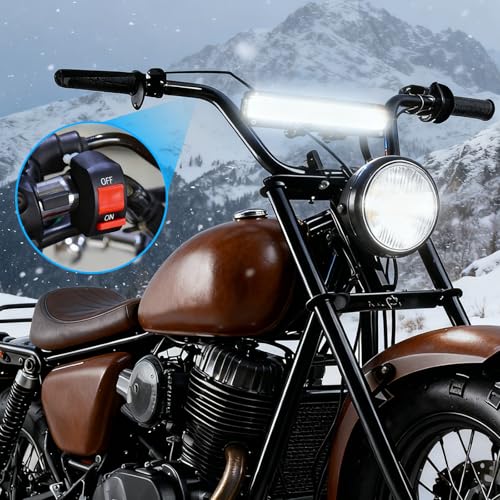 LIGBT Dirt Bike Light Bar White Motorcycle Headlight Kit with ON-Off Switch Universal for 7/8" 22mm Handlebars Pit Dirt Bi...