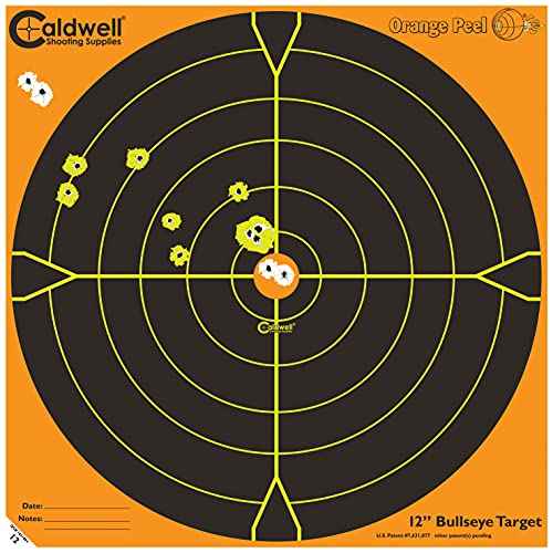 Caldwell Orange Peel Bullseye Targets with Flake Off Material, Strong Adhesive and Multiple Sizes for Outdoor, Range, Shooting and Hunting