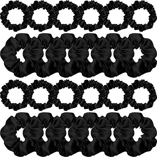 24 Pieces Satin Hair Scrunchies Silky Elastic Hair Bands Skinny Solid Hair Ties Ropes Ponytail Holder for Women Girls Hair Acces