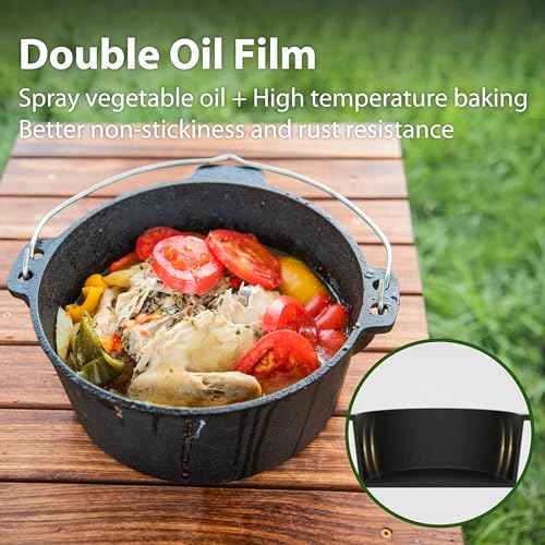 Naturehike Dutch Oven Pot with Lid-4.76 Qt Pre-Seasoned Cast Iron Dutch Oven with Storage Bag-Dual Handles-Lid Doubles as Cast Iron Grill Pan, Use in the Oven, on the Stove & Grill, over the Campfire