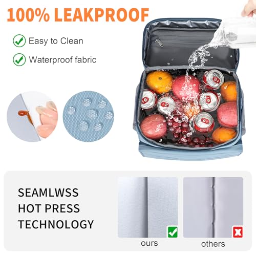 NOL Natural Organic Lifestyle Fully-Insulated Lunch Bags for Women & Men, Lightweight Nylon Cooler Bag for Adult Meal with...