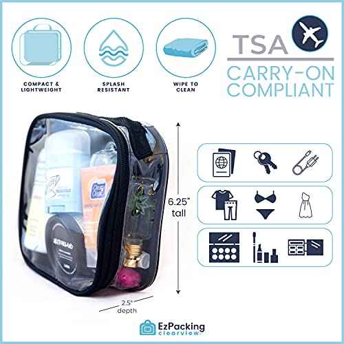EzPacking Clear TSA Approved 3-1-1 Travel Toiletry Bag for Carry On/Quart Size Transparent Liquids Pouch for Airport Security/Reusable See Through Vinyl & PVC Plastic Organizer Men Women (Gray)