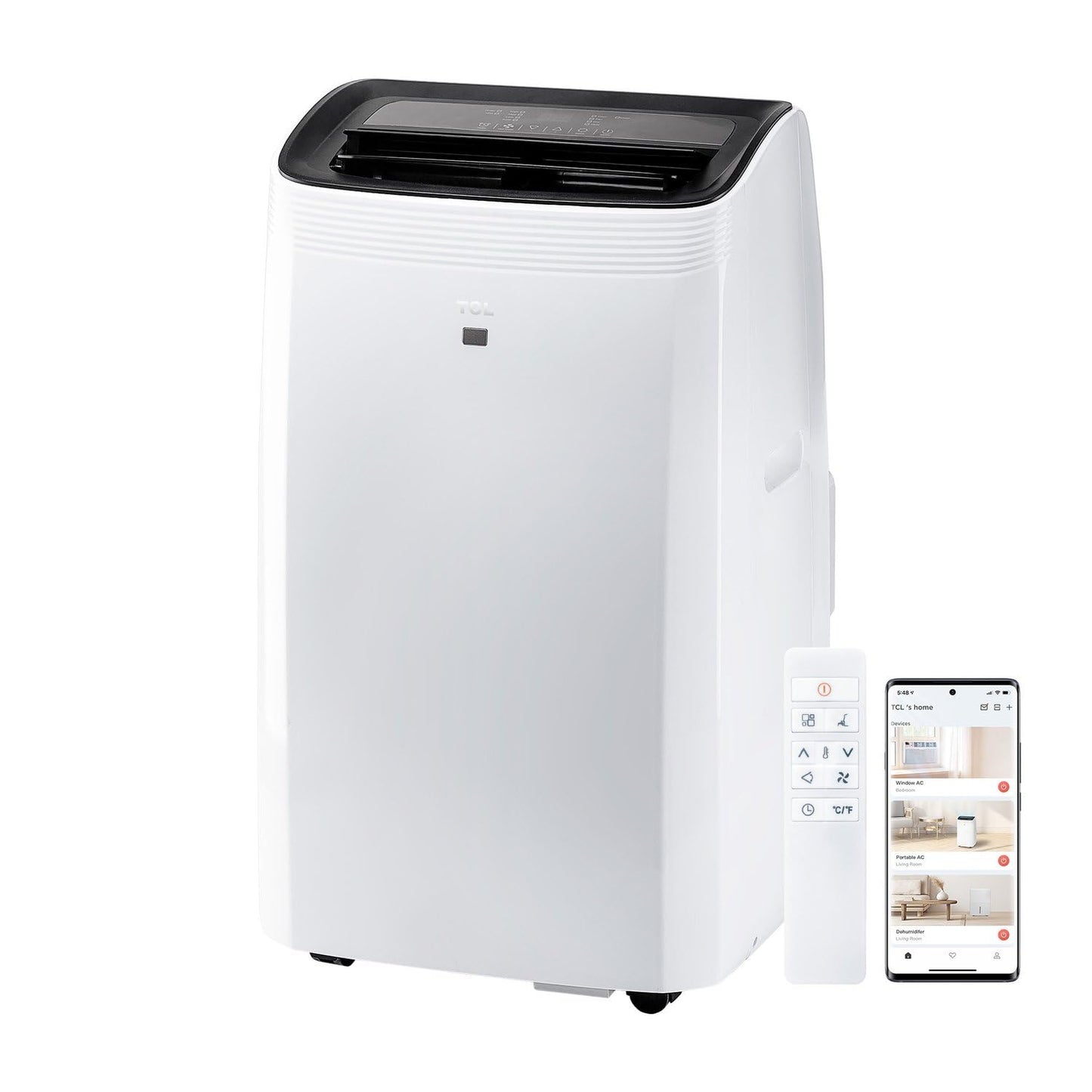 TCL H8P36W 8,000 SACC BTU Smart Portable Air Conditioner, Fan & Dehumidifier, 350 Sq. Ft, Remote Control, Compatible with Alexa/Google Assistant, Install Kit Included, White