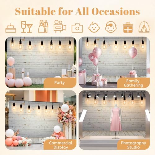 7x5FT Wood Wall Bulb Lights lamp Photography Backdrop Background Cloth Portrait Photo Booth Studio Prop Banner Photographe...