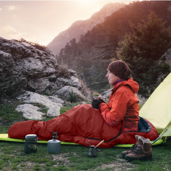 Mummy Sleeping Bag - Adult Cold Weather Sleeping Bag Rated to 25°F - Waterproof with Drawstring Hood - Camping Equipment b...