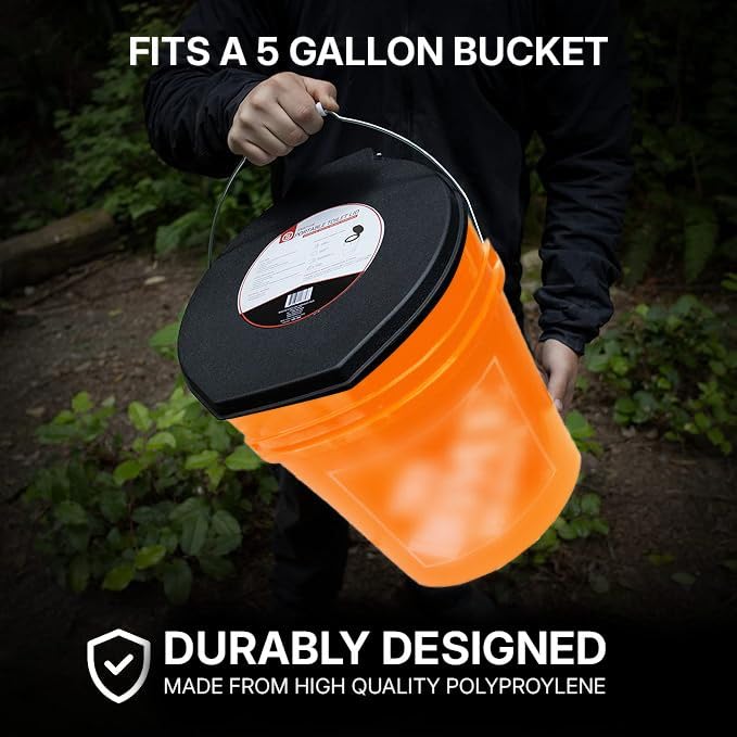 72 HRS Premium Portable Camping Toilet Seat with Lid for 5 Gallon Buckets, Outdoor Camping, Hiking, Emergencies - Perfect ...