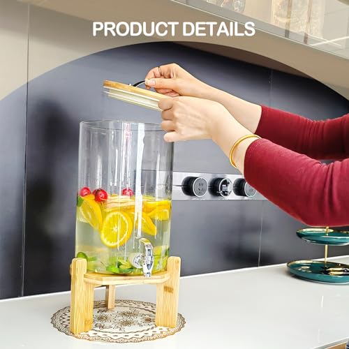 Winsterch 2 Gallon Drink Dispenser for Parties, Glass Beverage Dispenser with Wood Stand and Spigot, Lemonade, Tea, Juice ...