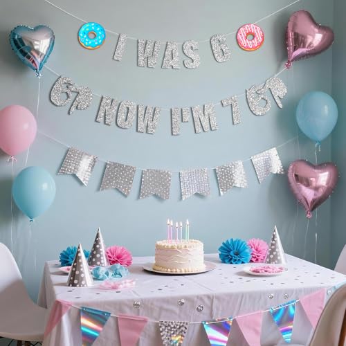 CozyNuukee 6 7 Birthday Decorations, 6-7 Meme Party Icecream Banner, Happy-Birthday Decor, Funny Six Seven Theme Party Sup...