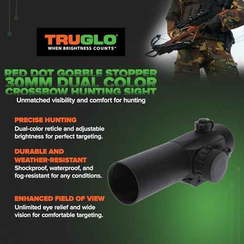 TRUGLO GOBBLE-STOPPER 30mm 3-MOA Turkey Hunting Dual-Color Center Dot Sights with Multi-Coated Lenses, Available in Anodized Matte Black or Realtree Finish