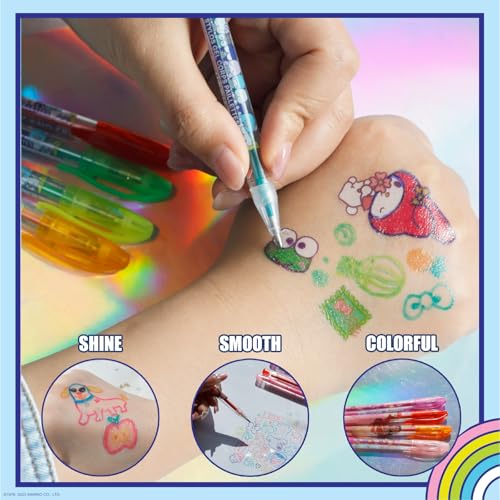 Townley Girl Hello Kitty and Friends 16 Piece Glitter Pen Body Art Set, Glittery and Bright Colors, Ages 3