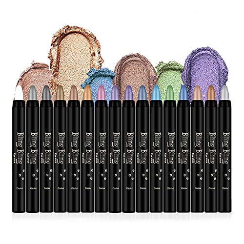 VolksRose 16 Colors Eyeshadow Shimmer Stick, Highlighter Eye Shadow Sticks Set, Colorful Eyeshadow Pencil Crayon Creamy, W...