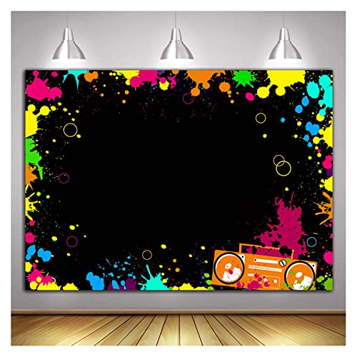 Glow Neon Party Photography Backdrops Let's Glow Splatter Photo Background Blacklight Colorful Laser Ray Disco Retro Bance...