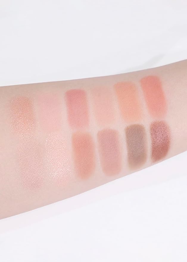 COLORGRAM Pin Point Eyeshadow Palette 01 Peach+Coral= | Ultra-Blendable Matte, Glitter, Shimmer Shades for Daily Makeup | K-Beauty Eye Palette with Easy-to-Use Calculator Design