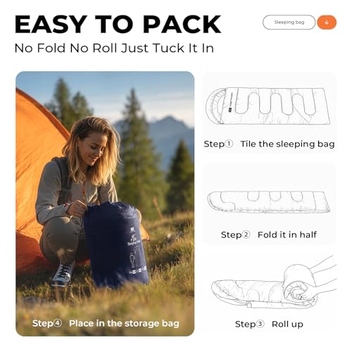 TANSTRIDER Sleeping Bags for Adults Warm Weather,Backpacking Compact Lightweight Camping Sleeping Bag with Compression Sac...