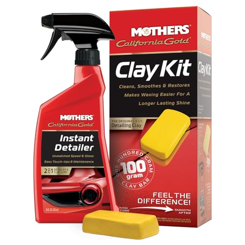 Mothers California Gold Clay Kit, 1 100-gram Clay Bar + 16 oz. Instant Detailer — Removes Contaminants, Restores Brillianc...