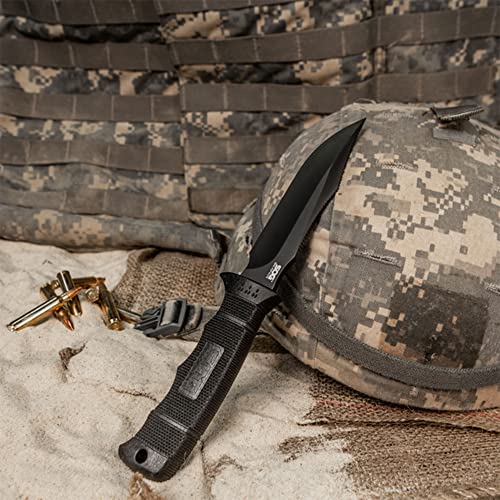 SOG Fixed Blade Knives with Sheath - SEAL Pup Elite Survival Knife, Hunting Knife w/ 4.85 Inch AUS-8 Bowie Knife Blade for...