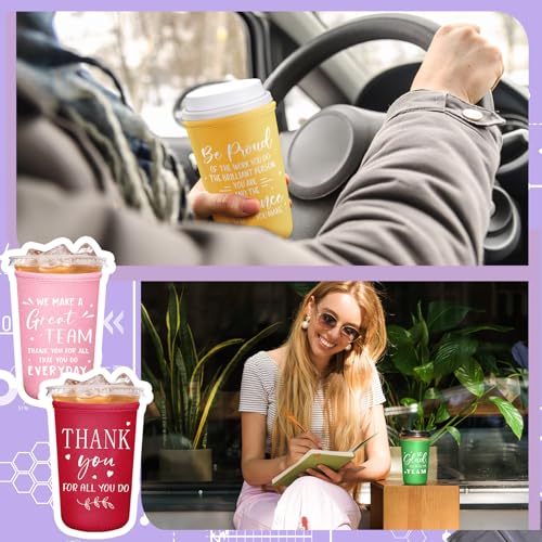 SiliFine 24 Pcs Employee Appreciation Gifts Bulk Iced Coffee Sleeve Bulk for Iced & Hot Drinks Cold Beverage Cooler Thank ...