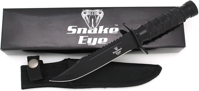 Snake Eye Tactical Fixed Blade Hunting Knife w/Survival Kit & Sheath Camping Fishing Matches Fish Hooks Needles Compass
