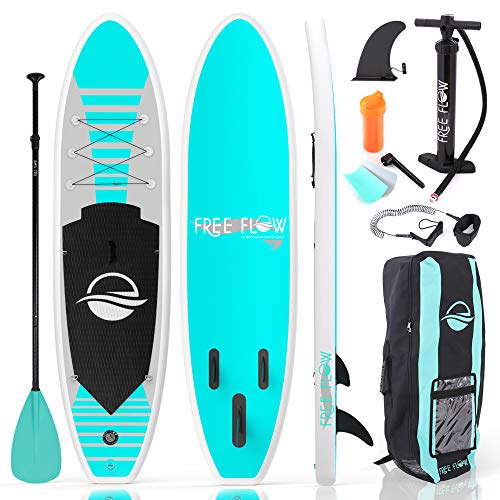 SereneLife Inflatable Stand Up Paddle Board with Premium SUP Accessories – Wide Stable Design with Non-Slip EVA Deck Pad f...