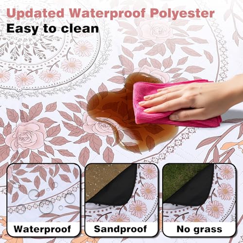 FLY SPRAY Extra Large Picnic Outdoor Blanket, 80''x80'' Waterproof Foldable Blankets Gingham Picnic Mat for Beach (Pink)