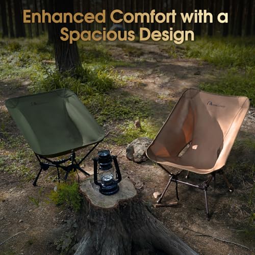 MOON LENCE Portable Camping Chair Plus Size, Folding Backpacking Beach Chair with Groundgrip Feet, Upgraded Comfort & Siz...