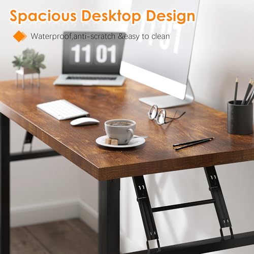 Need Folding Desk, 54 inch Large Computer Desk for Home Office, No Install Needed Study Student Writing Table Desk Worksta...