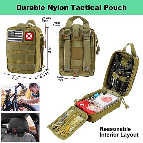 Survival Kit 256 in 1, First Aid Kit Survival Gear Tools Trauma Kit with Molle Pouch for Outdoor, Camping, Hunting, Hikin...