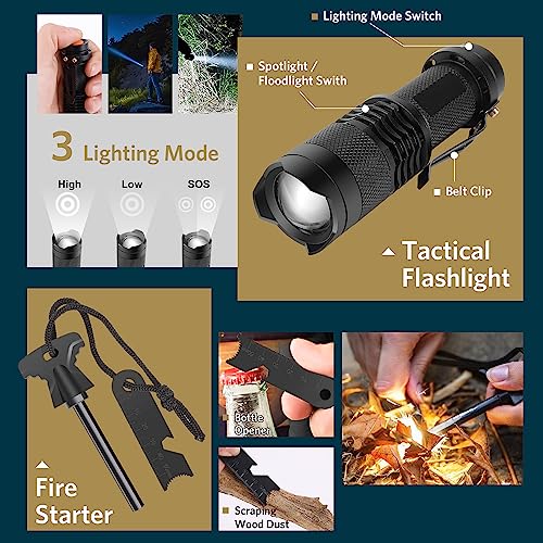 ABPIR Gifts for Christmas Survival Kits for Men Dad Husband Him, 13 in 1 Survival Gear and Equipment Tactical Tools for Ca...