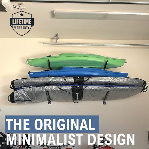 StoreYourBoard 4 Paddleboard Storage Rack, Adjustable Wall Mounted Indoor Garage Organizer, Standup Holds SUPs and Kayaks