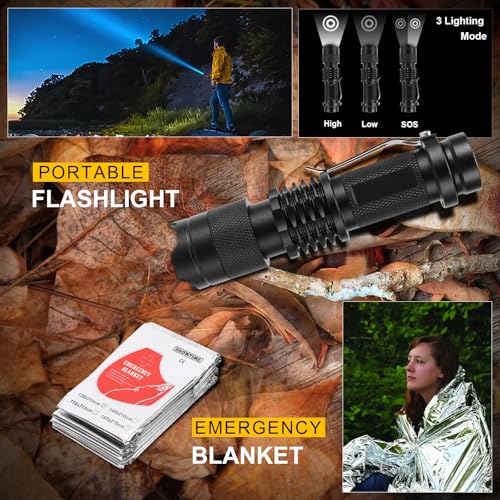 Gifts for Men Christmas 14-in-1 Survival Kit - Premium Outdoor Survival Gear Set with Tactical Tools/Fishing Essentials, P...