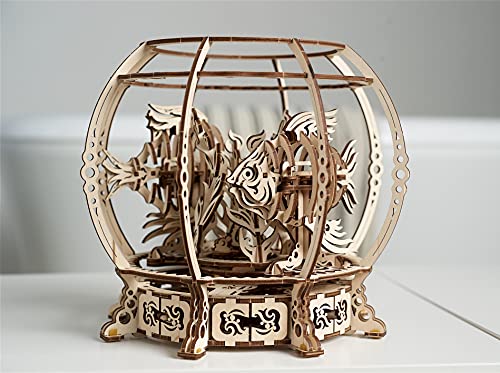 UGEARS Aquarium 3D Wooden Puzzles for Adults - Wooden Model Kits for Adults Mechanical Aquarium Puzzles for Adult Unique W...