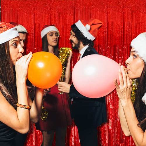 2 Pack Red Streamers Party Backdrop Christmas Decorations Foil Fringe Backdrop Curtains Carnival Casino Theme Birthday New...