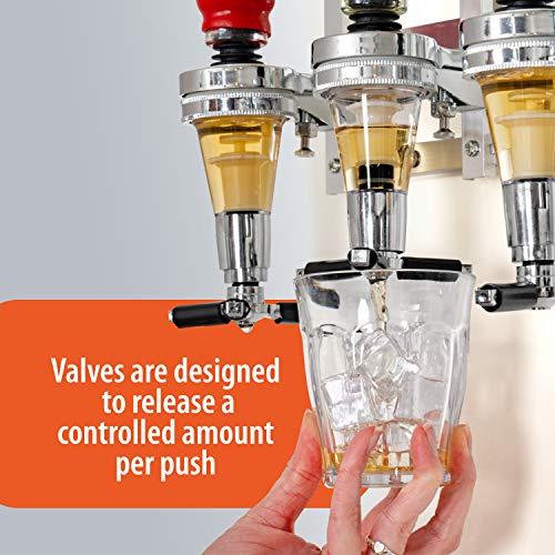 Wyndham House Liquor Dispenser - 4-Bottle Drinks, Alcohol Station - Wall-Mounted Cocktail Tap, Push-Release Valves, Rubber...